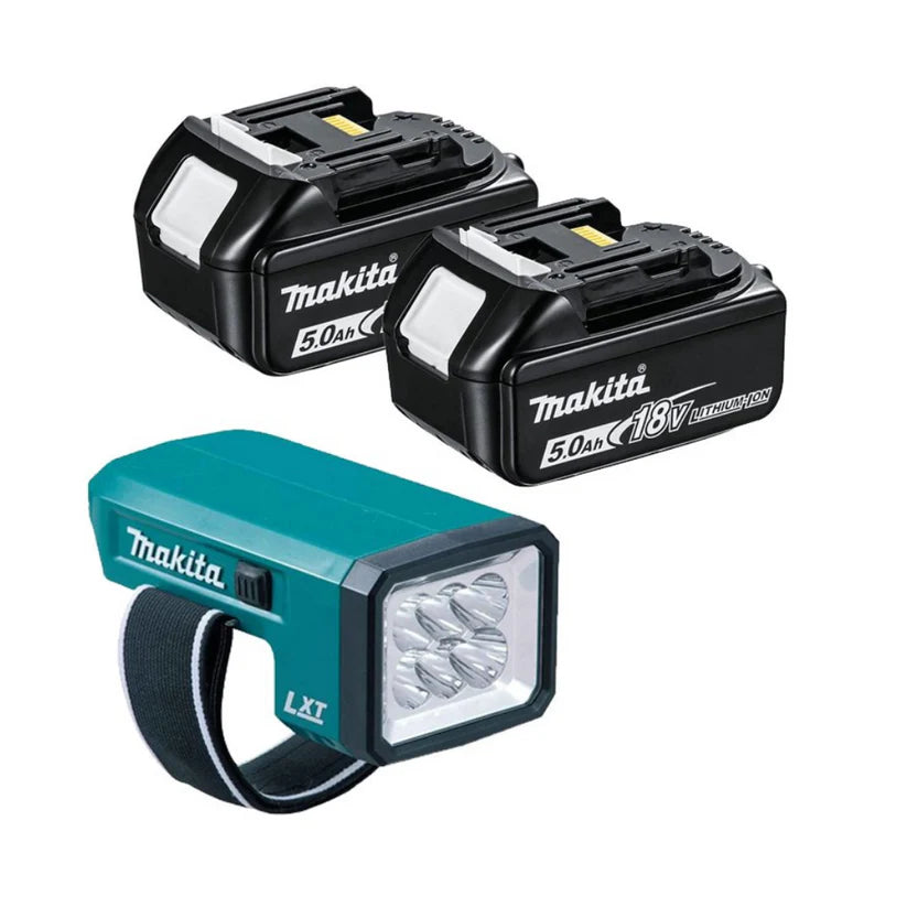 Makita 18V 5.0Ah BL1850 Twin Pack + LED Work Light β Professional Kit