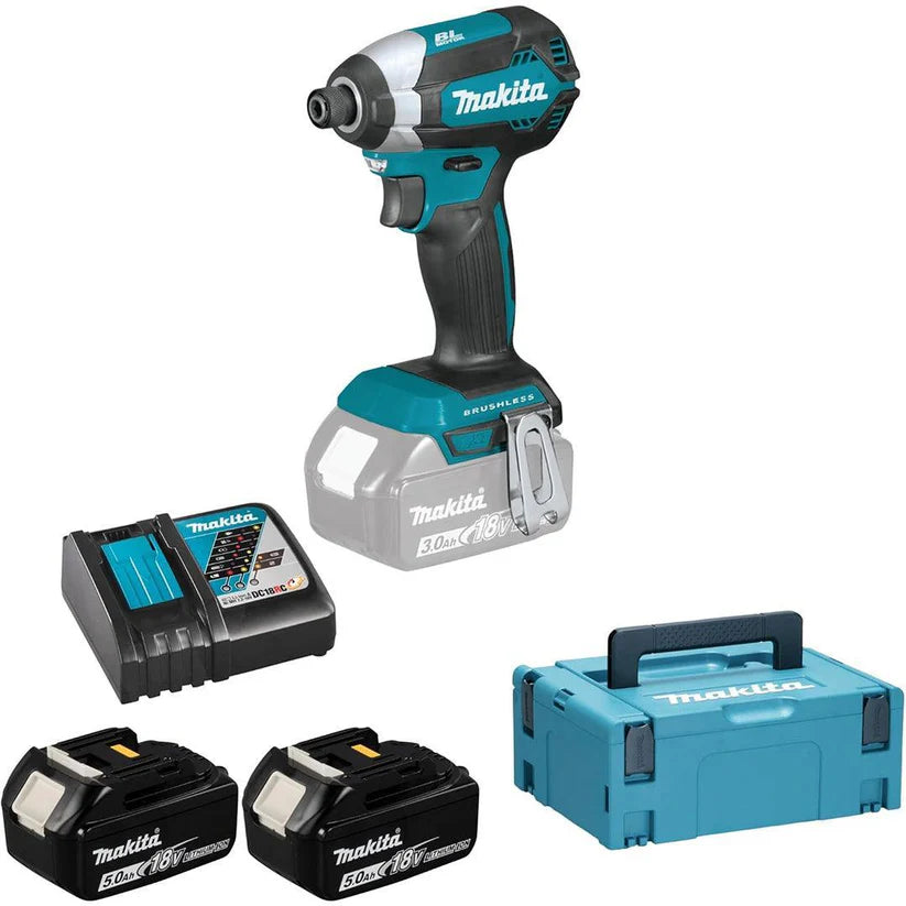 Makita DTD153RTJ 18V LXT Brushless Impact Driver Kit β 2Γ 5.0Ah Batteries, Fast Charger & Makpac Case