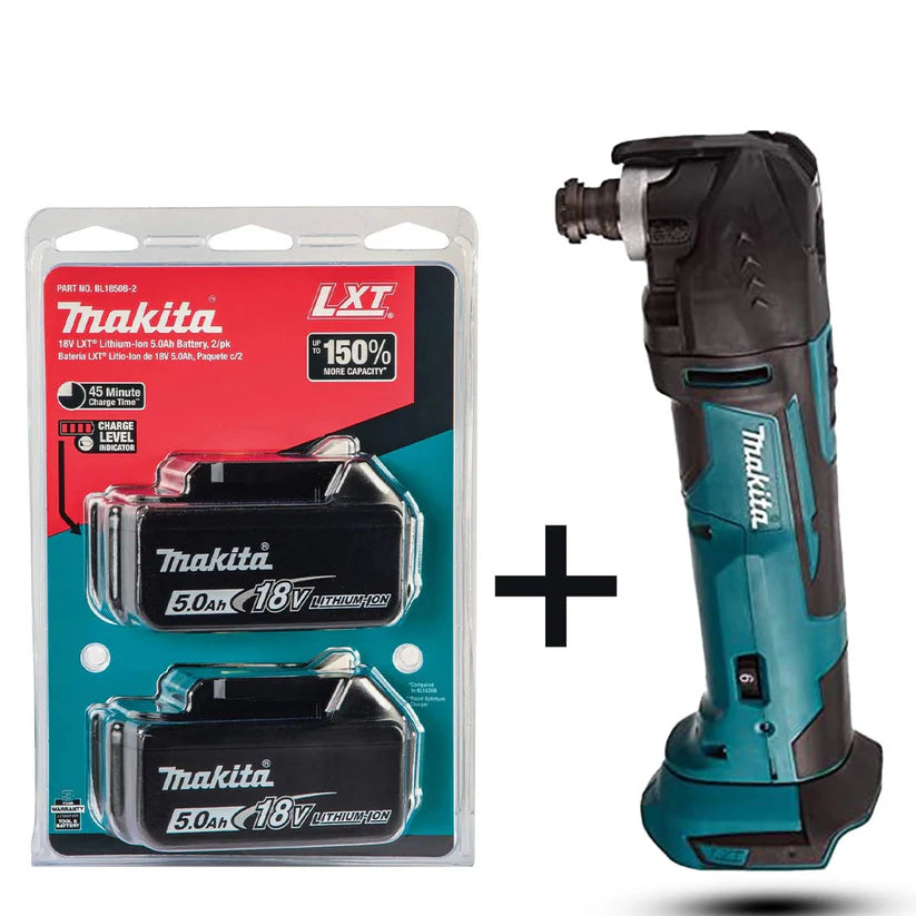 Makita DTM51Z 18V LXT Cordless Multi-Tool Set β Tool-Free Blade Change + 2Γ BL1850B 5.0Ah Batteries